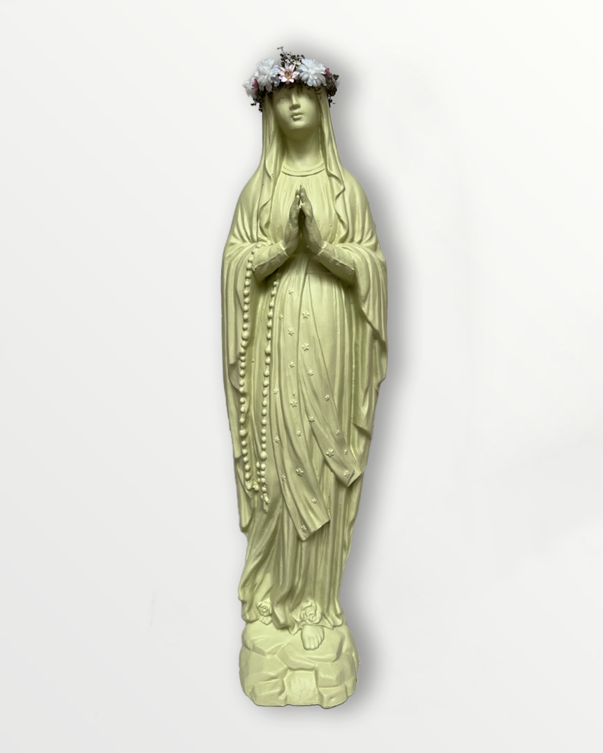 Statuette Vierge 25 cm couronnée fleurie