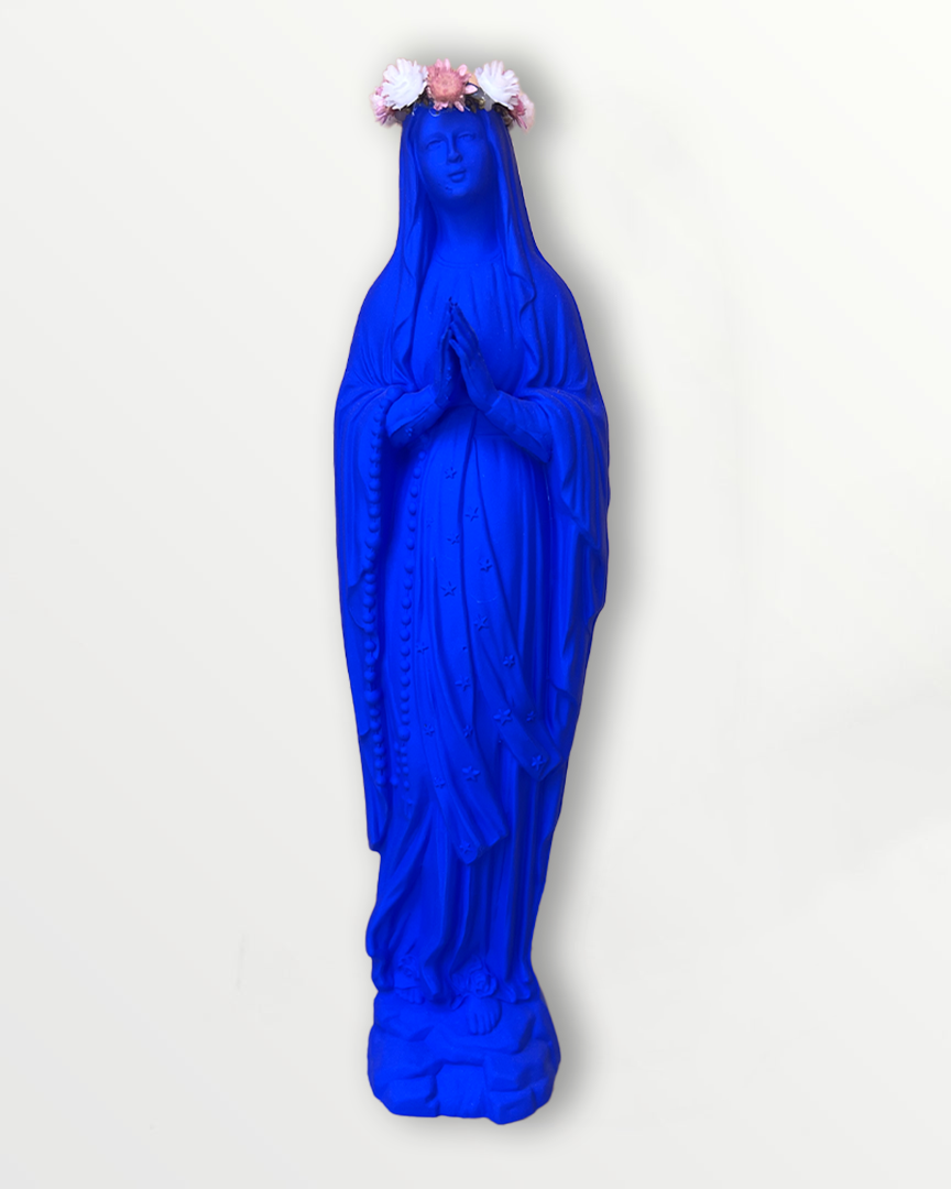 Statuette Vierge 25 cm couronnée fleurie