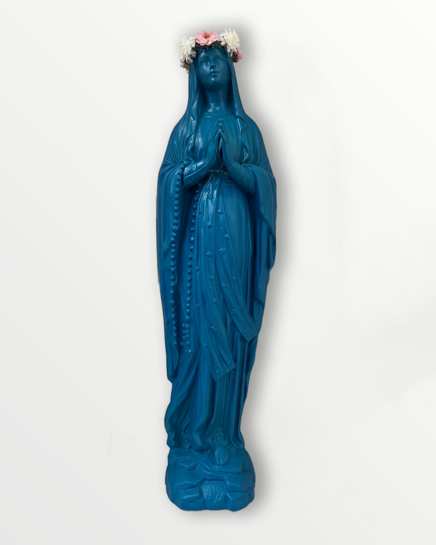 Statuette Vierge 25 cm couronnée fleurie