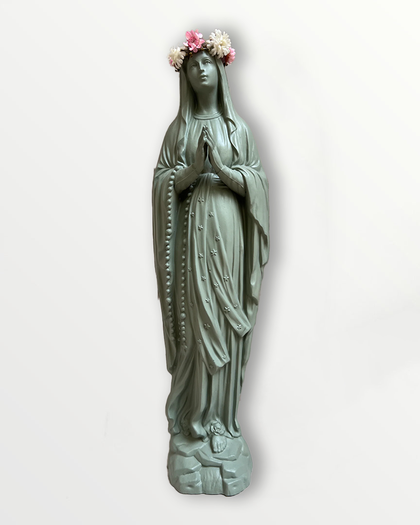 Statuette Vierge 25 cm couronnée fleurie