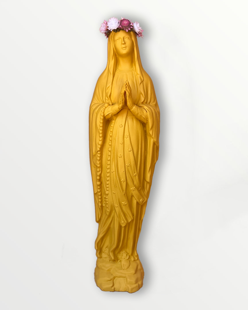 Statuette Vierge 25 cm couronnée fleurie