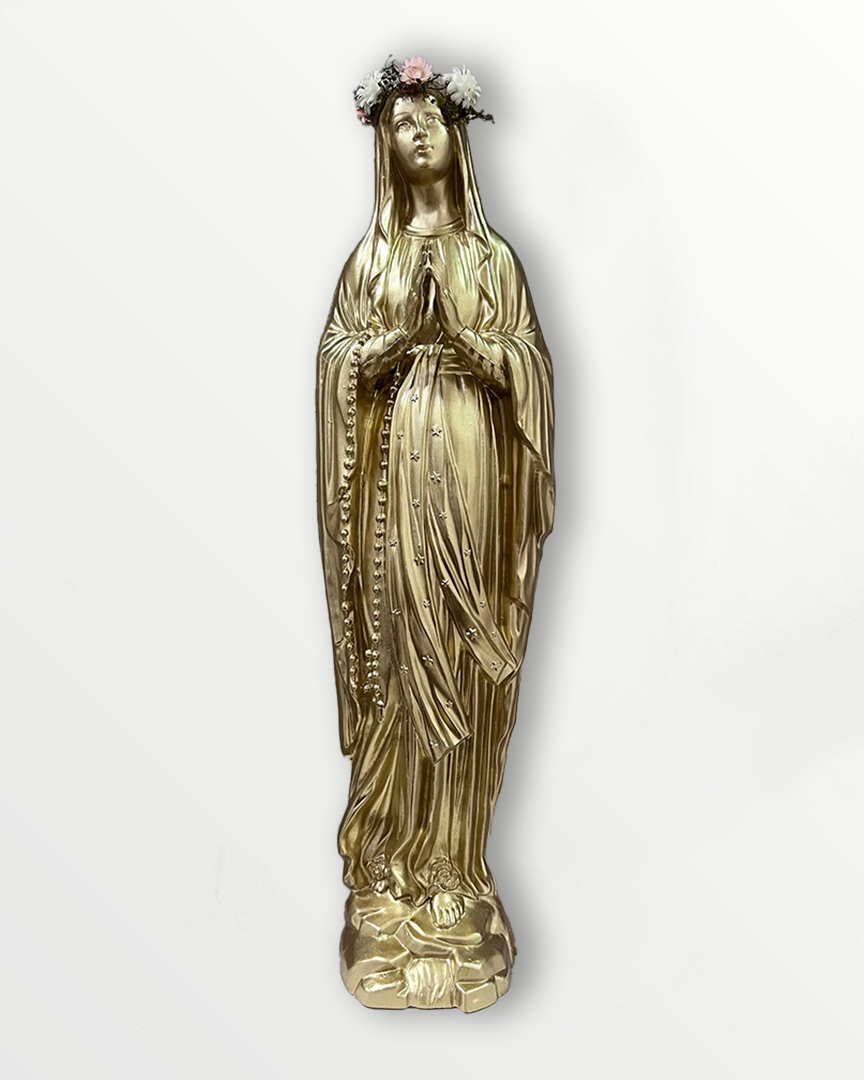Statuette Vierge 25 cm couronnée fleurie