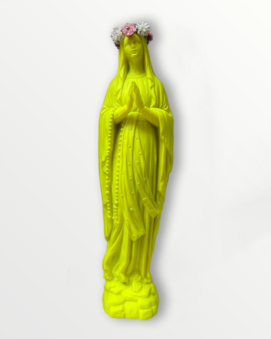 Statuette Vierge 25 cm couronnée fleurie