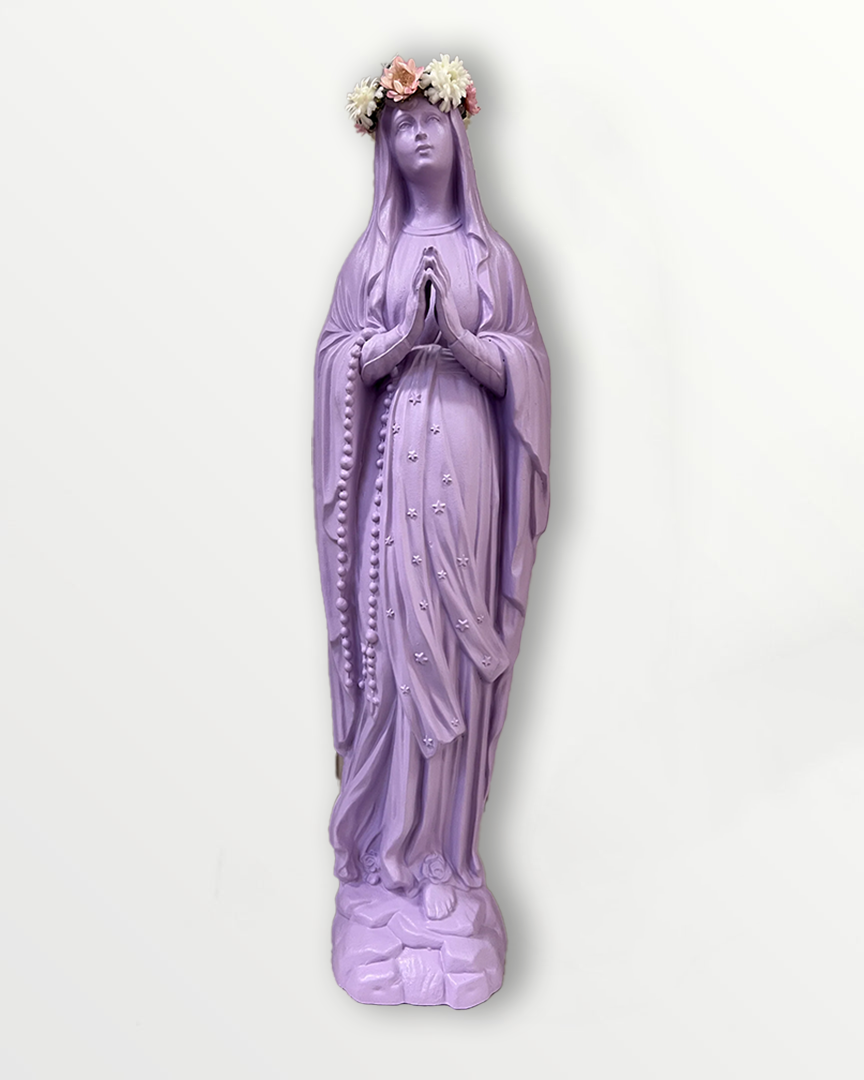 Statuette Vierge 25 cm couronnée fleurie