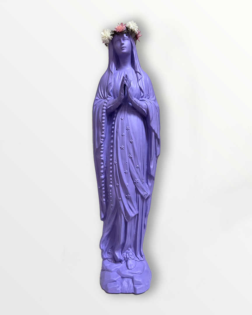 Statuette Vierge 25 cm couronnée fleurie