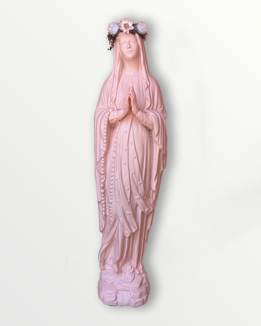 Statuette Vierge 25 cm couronnée fleurie