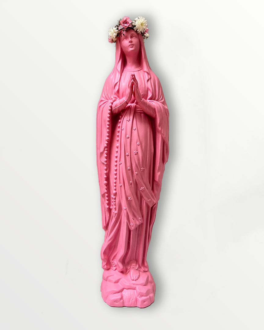 Statuette Vierge 25 cm couronnée fleurie