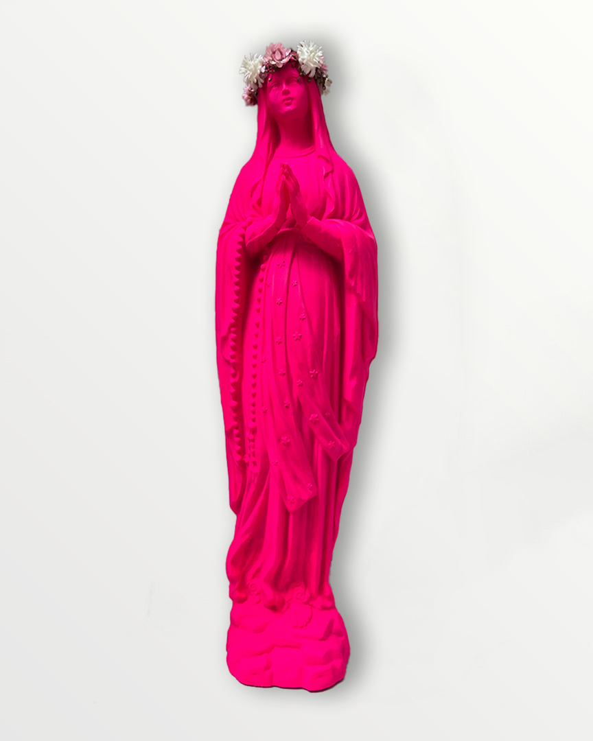 Statuette Vierge 25 cm couronnée fleurie