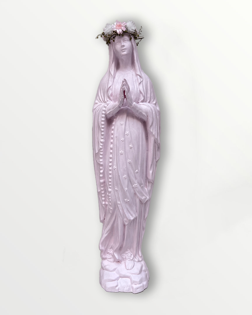 Statuette Vierge 25 cm couronnée fleurie