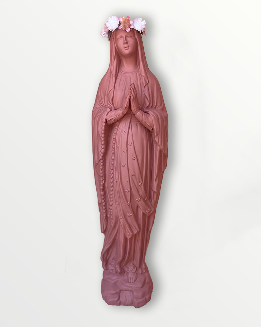 Statuette Vierge 25 cm couronnée fleurie