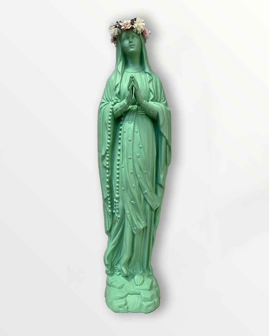 Statuette Vierge 25 cm couronnée fleurie
