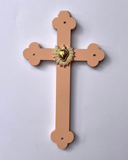 Crucifix ex voto rayonnant peche givree