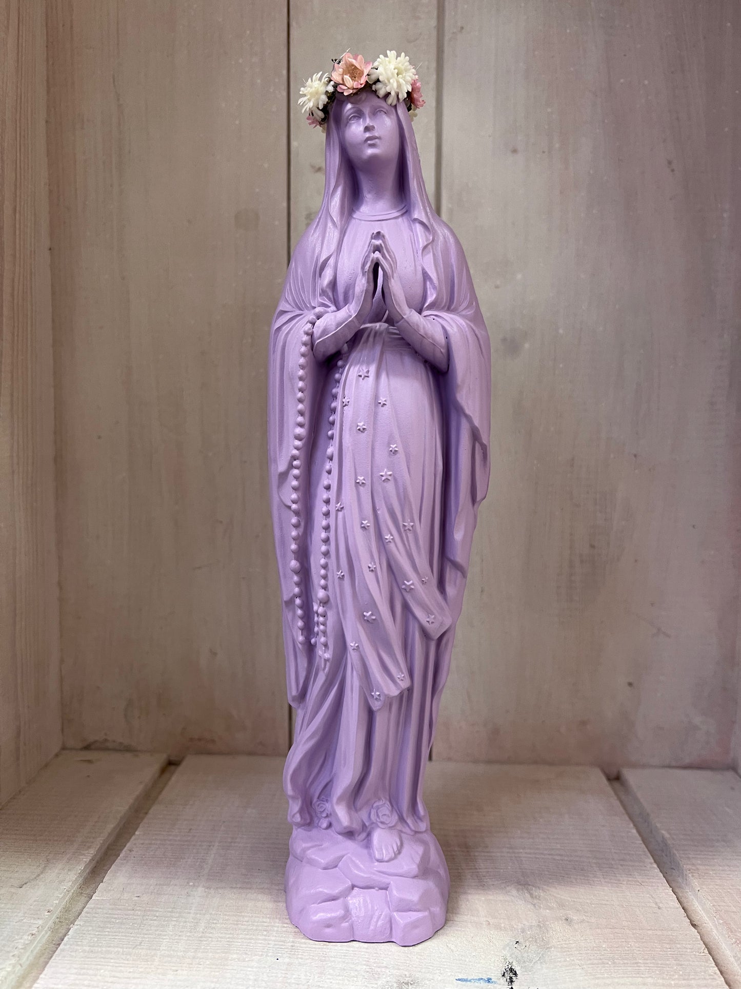 Statuette Vierge 20 cm Couronnée Fleurie