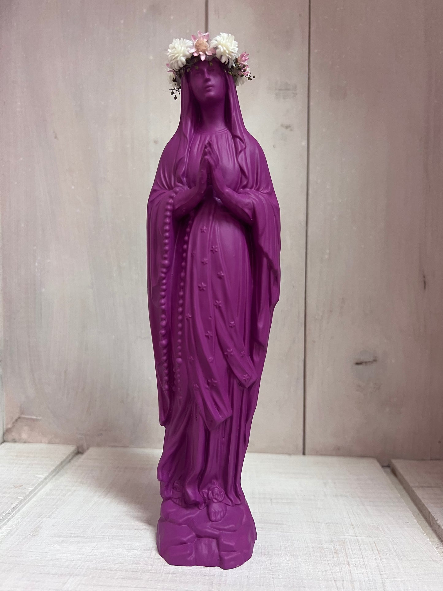 Statuette Vierge 20 cm Couronnée Fleurie