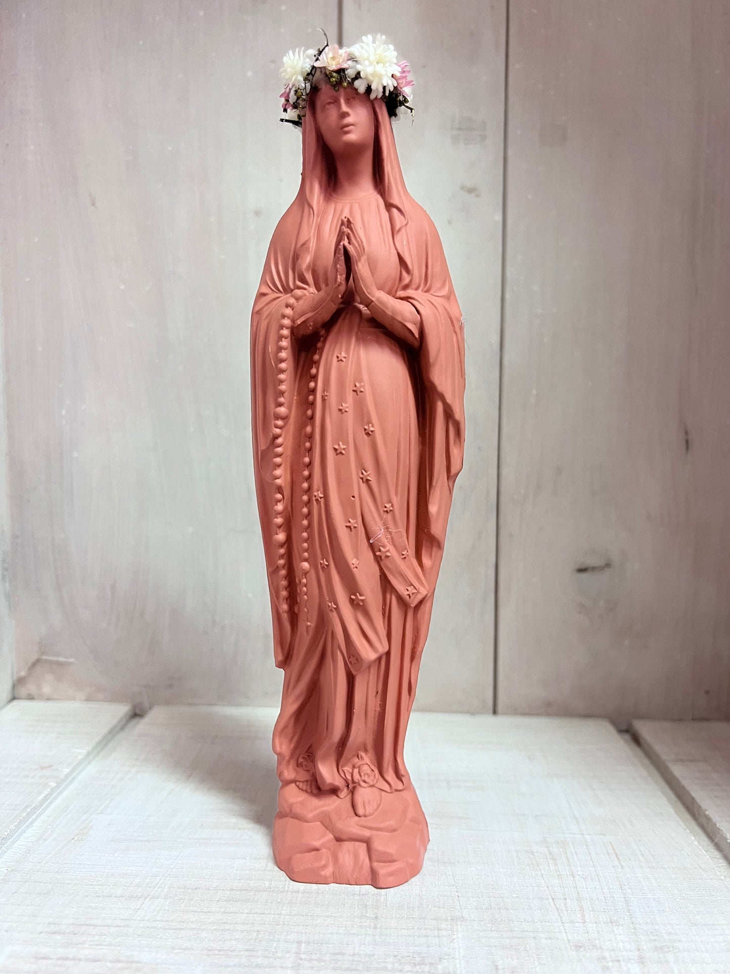 Statuette Vierge 20 cm Couronnée Fleurie