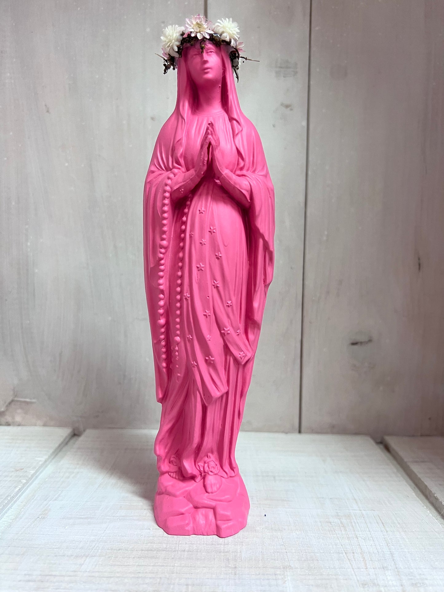Statuette Vierge 20 cm Couronnée Fleurie