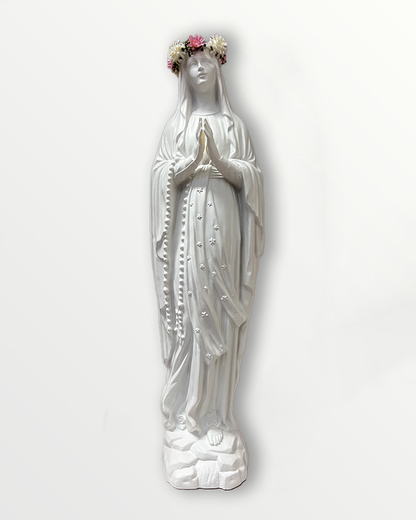 Statuette Vierge 25 cm couronnée fleurie