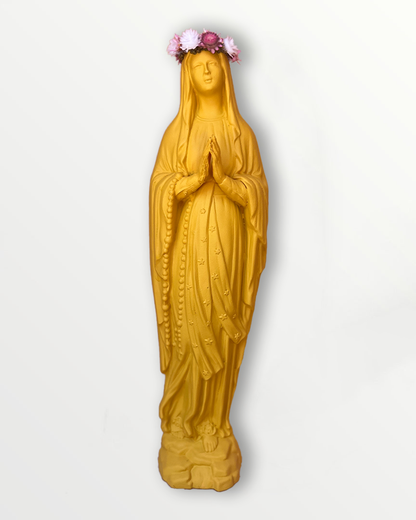 Statuette Vierge 25 cm couronnée fleurie