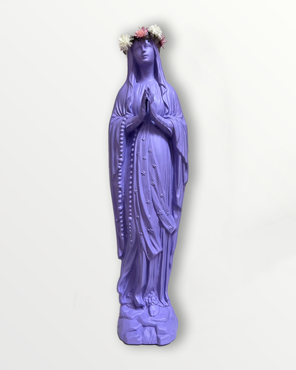 Statuette Vierge 25 cm couronnée fleurie