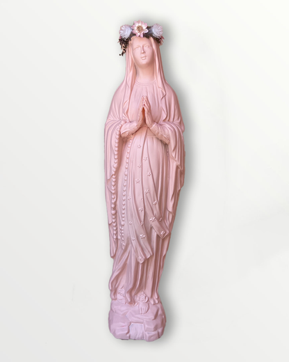 Statuette Vierge 25 cm couronnée fleurie