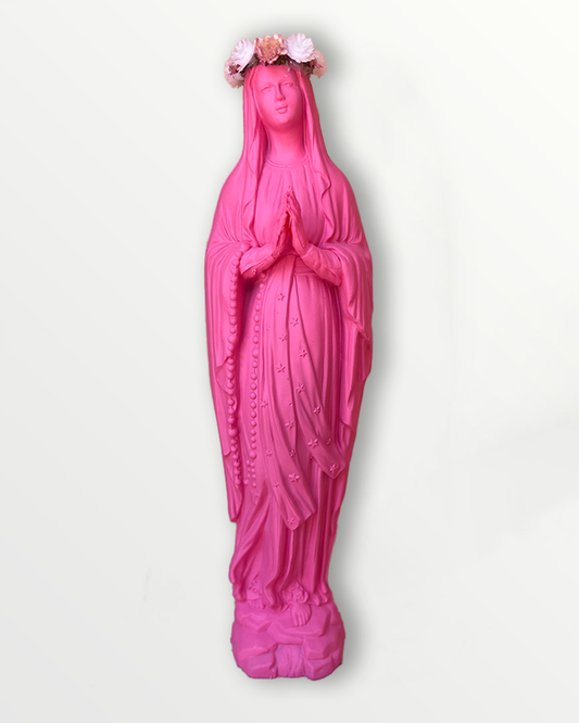 Statuette Vierge 25 cm couronnée fleurie