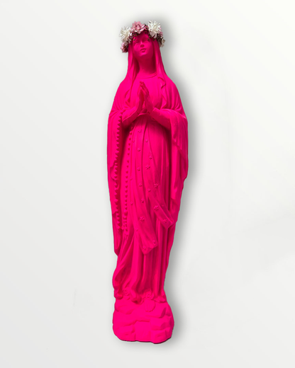 Statuette Vierge 25 cm couronnée fleurie