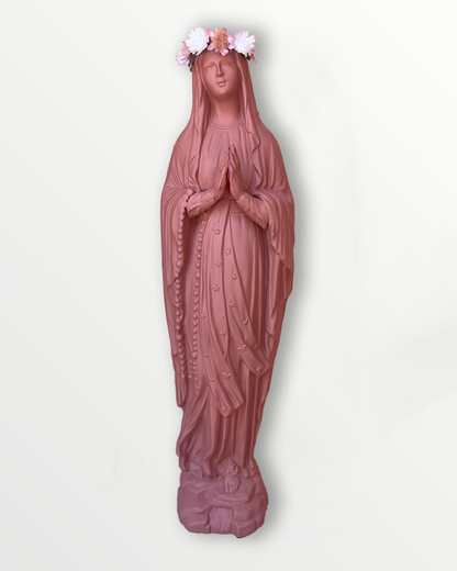 Statuette Vierge 25 cm couronnée fleurie