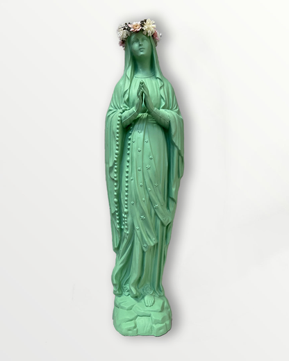 Statuette Vierge 25 cm couronnée fleurie