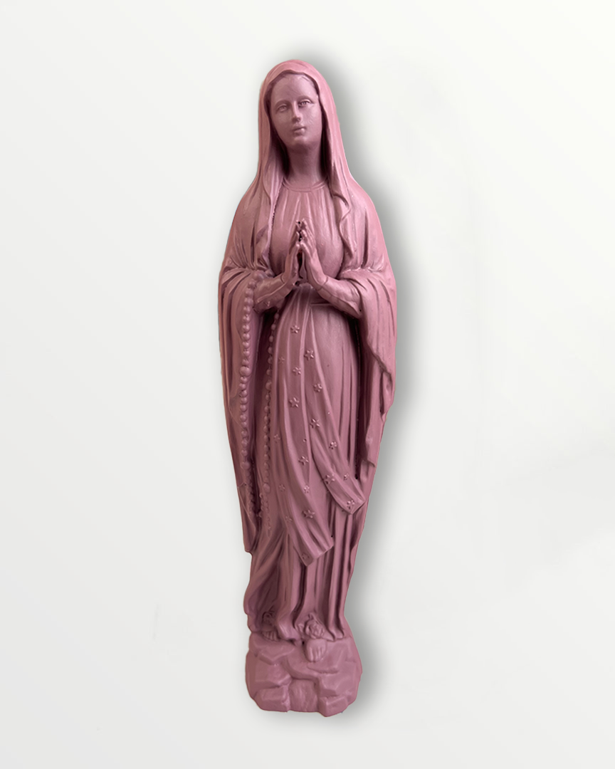 Statuette de la Vierge couronnée de fleurs