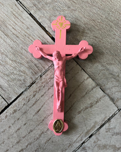 Crucifix mini rose clair